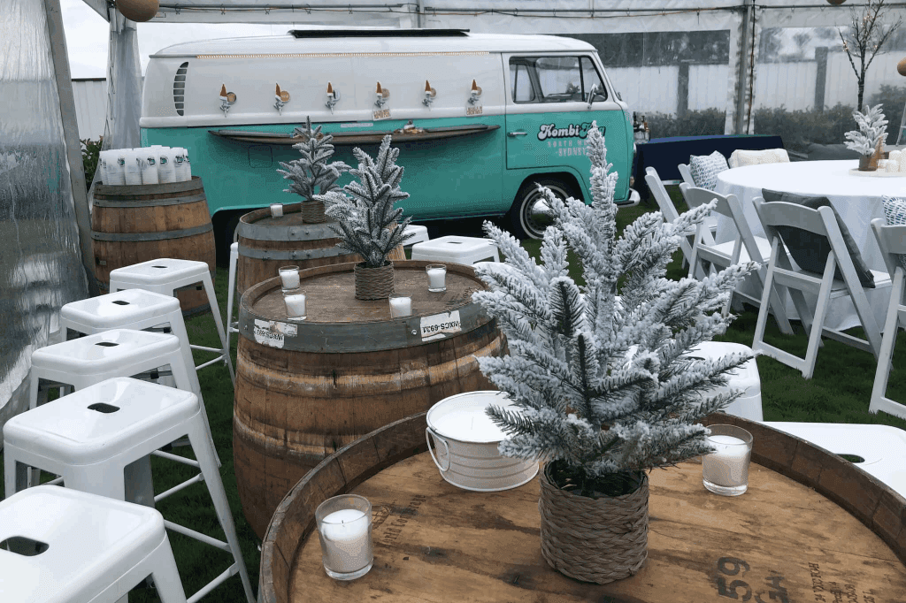 Kombi Keg Townsville's mobile bar catering a Christmas event.
