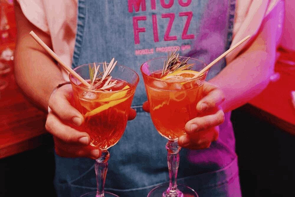 Cocktails served by Miss Fizz's mobile bar.