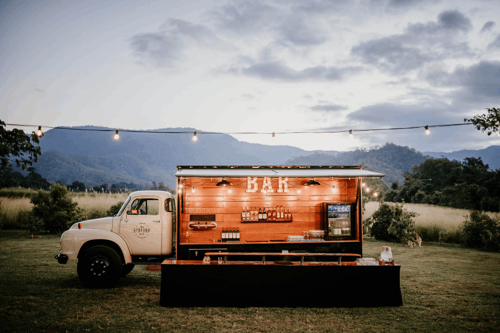 The mobile bar of The Bedford Bar catering an event located in Far North Queesnland.