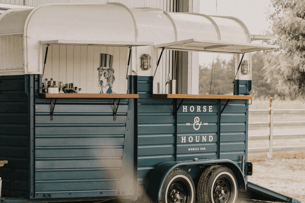 The mobile bar of The Horse & Hound catering an event located in New South Wales.